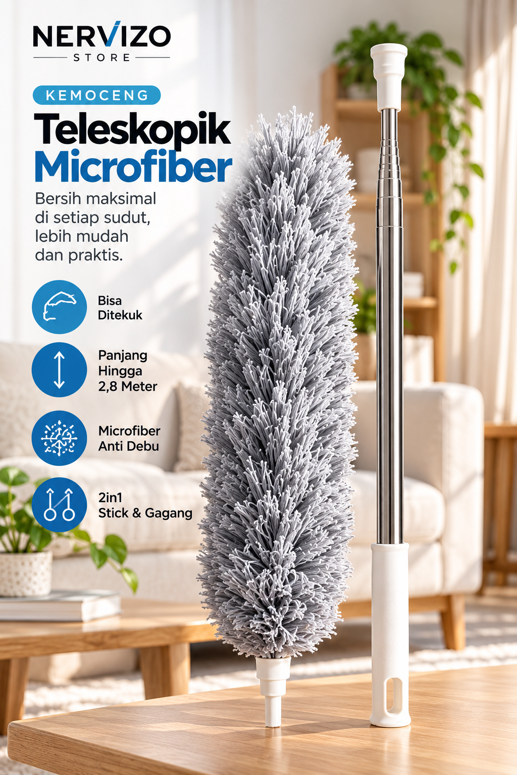 Kemoceng teleskopik microfiber Nervizo